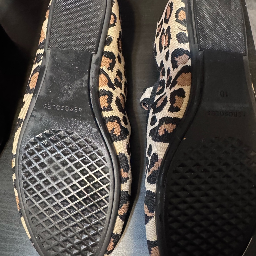 AEROSOLES Leopard-Print Mary Jane Flats in Tan and Black - Picture 2 of 4